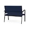 Lesro Newport 2 Seat Tandem Seating Metal Frame No Center Arms, Black, MD Ink Upholstery NP1501 - alternate 2